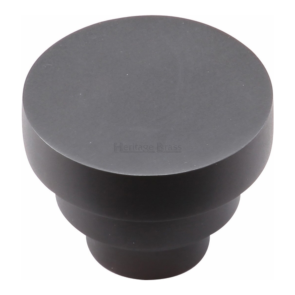 C3624 32-BKMT • 32 x 16 x 24mm • Matt Black • Heritage Brass Round Stepped Cabinet Knob